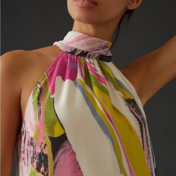 Anthropologie Silk Halter Midi Dress - Picture 3 of 11